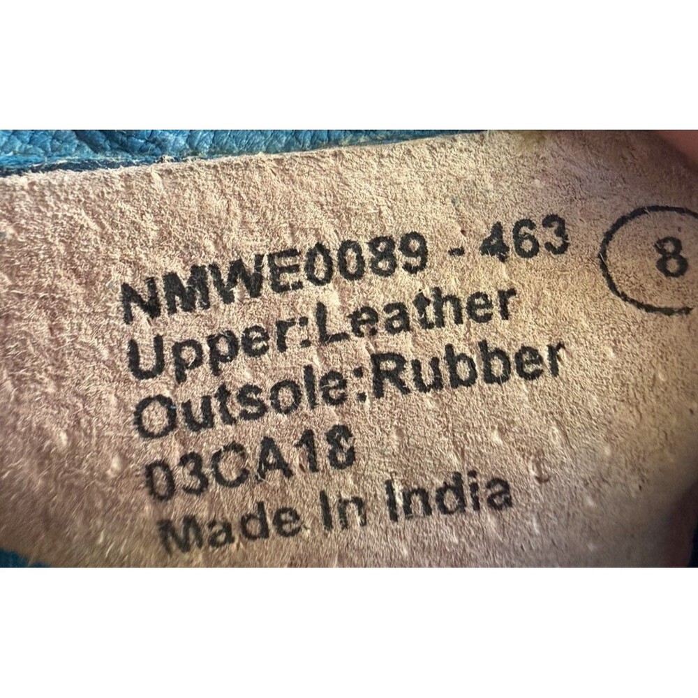 Naughty Monkey Blue Leather Espadrille Wedge Sandals Ruffle Ankle Strap US 8 - Picture 8 of 9